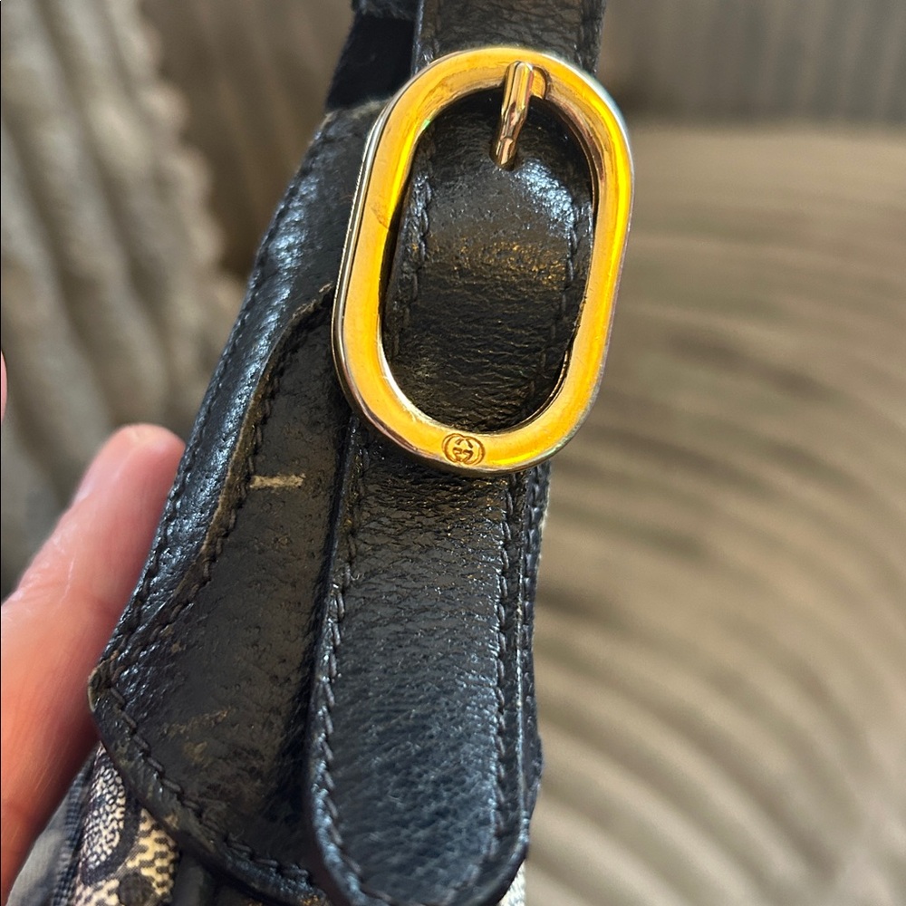 Gucci GG Monogram Supreme Purse Crossbody Bag Vintage Navy Italian Leather - Picture 5 of 17